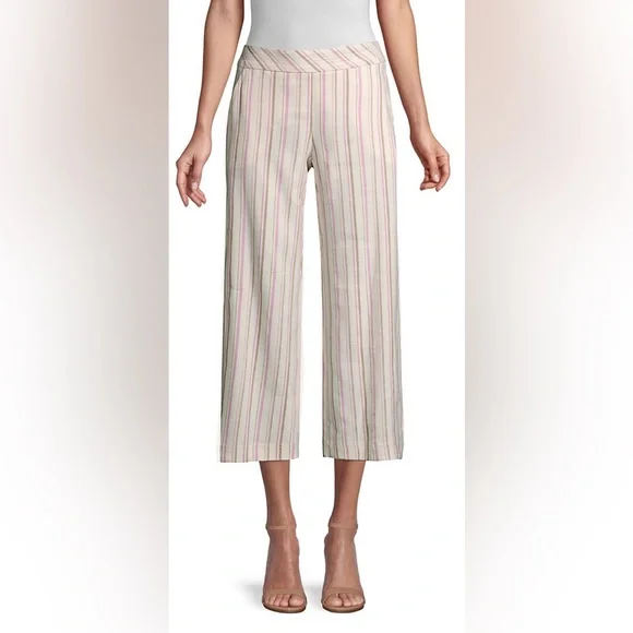 Trina Turk White Monument Pink and Brown Striped Pants Size 14 NWT - Picture 1 of 13